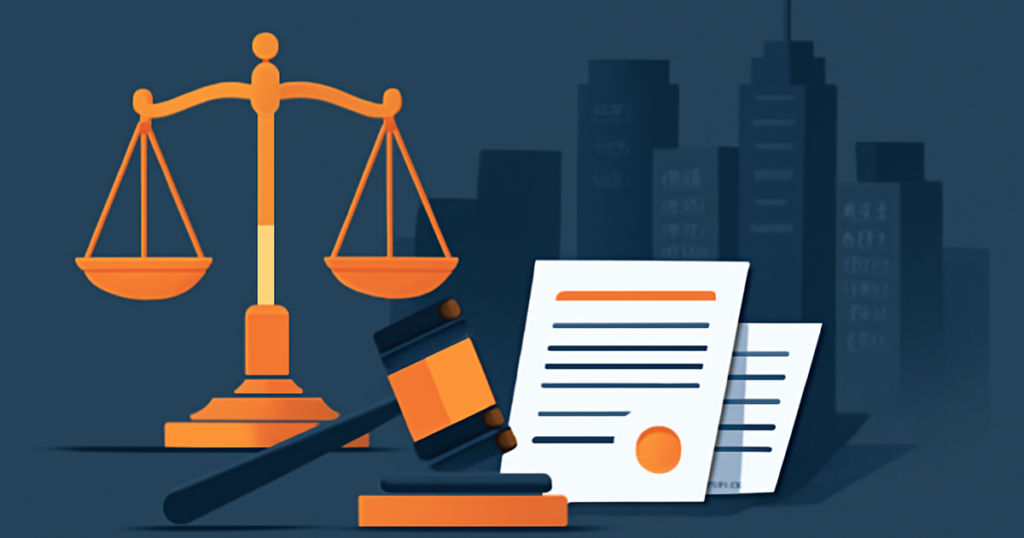 Choosing a commercial litigation lawyer — scales of justice and gavel
