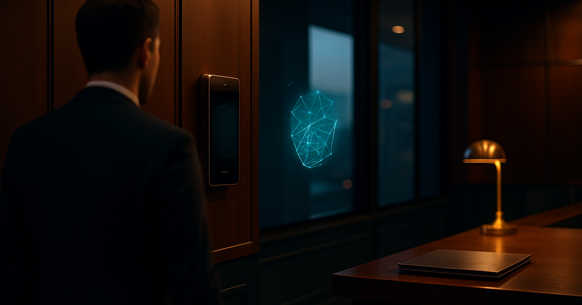 biometric privacy law — facial recognition access terminal in a corporate office lobby
